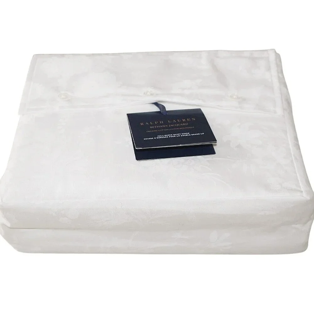 NEW $500 Ralph Lauren Bethany Jacquard Duvet Cover! Full / Queen Creme Floral